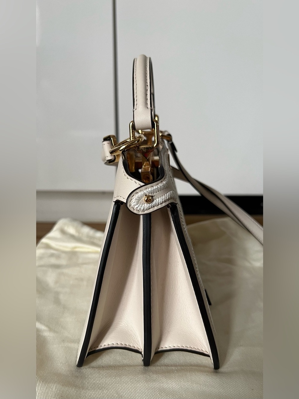 Fendi Cream Embroidered Mini Peekaboo Satchel - Picture 2 of 8